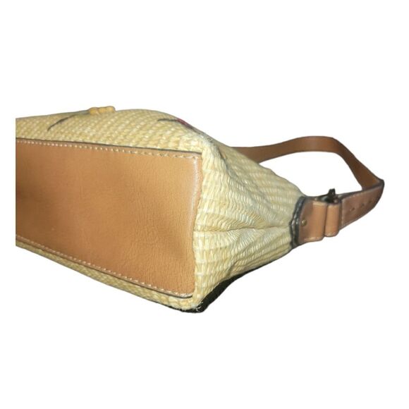 Vintage Fossil Woven Leather Beaded Floral Embellish Purse Shoulder Bag Handbag - Picture 9 of 16